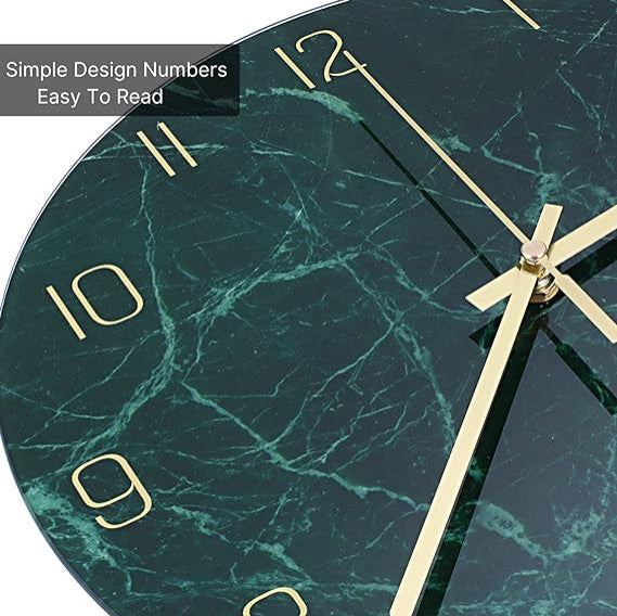 Glass Wall Clock Silent Non Ticking Wall Clock- 12" Quality Quartz Battery