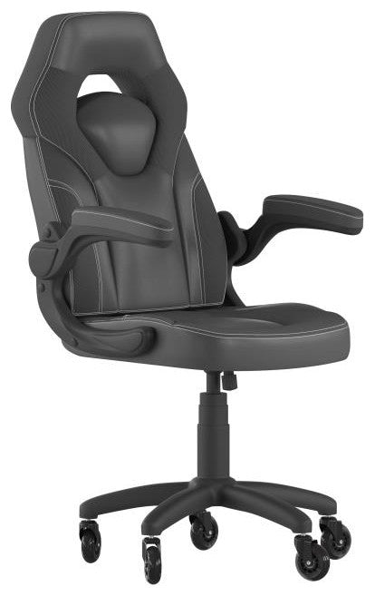 X10 Office Computer Chair, Flip-up Arms, Transparent Roller Wheels, Black