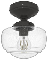 Saddle Creek Noble Bronze, Clear Seeded Glass 1 Light Mini Flush Mount Light