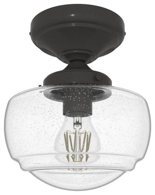 Saddle Creek Noble Bronze, Clear Seeded Glass 1 Light Mini Flush Mount Light