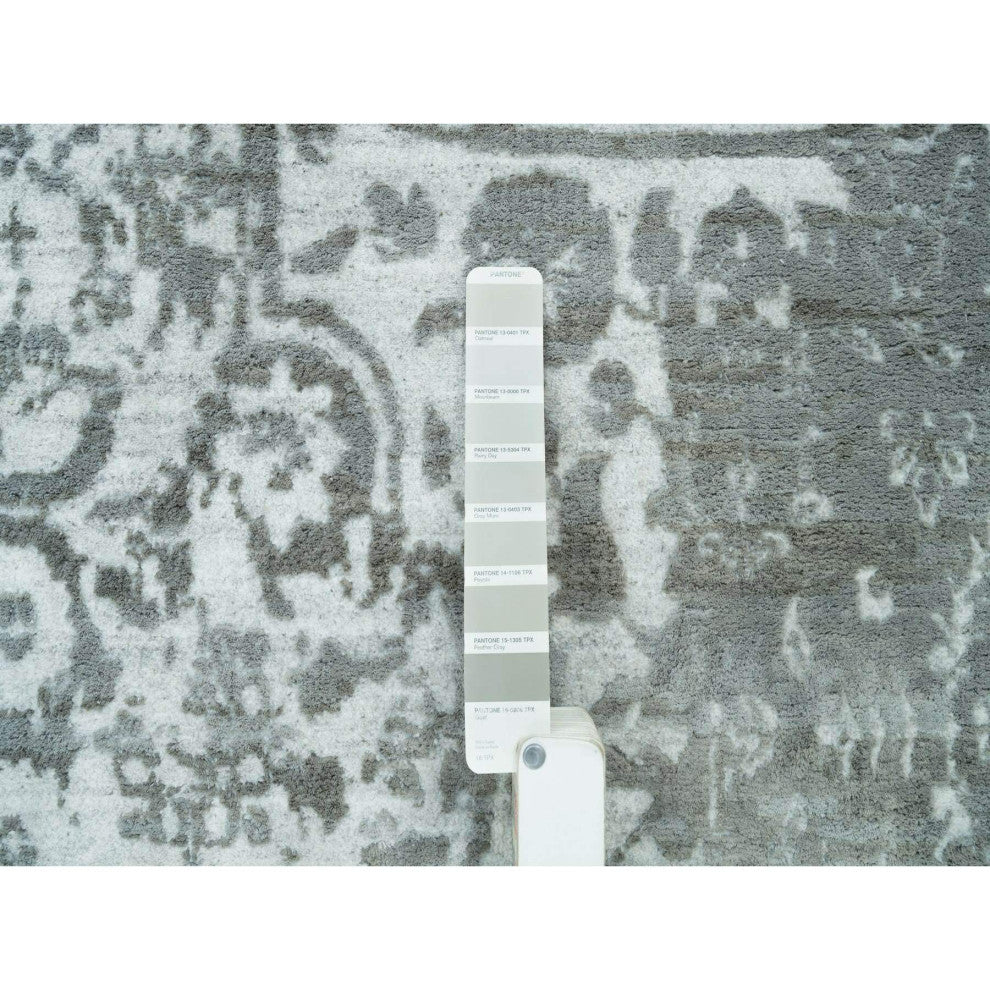 Chrome Zoroastrian Hand Knotted Wool and Silk Oversized Rug, 12'1"x17'10"