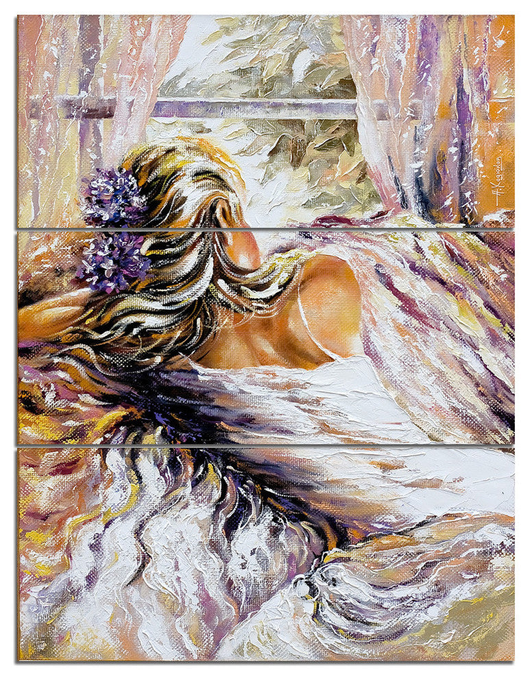 "The River over the Girl" Glossy Metal Wall Art, 3 Panels, 28"x36"