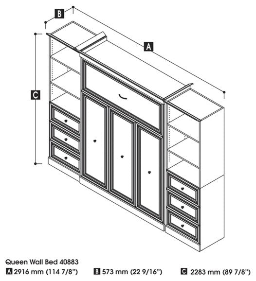 Versatile 115" Queen Wall Bed Kit, White