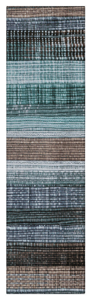 Machine Washable Indoor/Outdoor Chantille ACN1873 Teal 2'3" x 7'6" Runner Rug