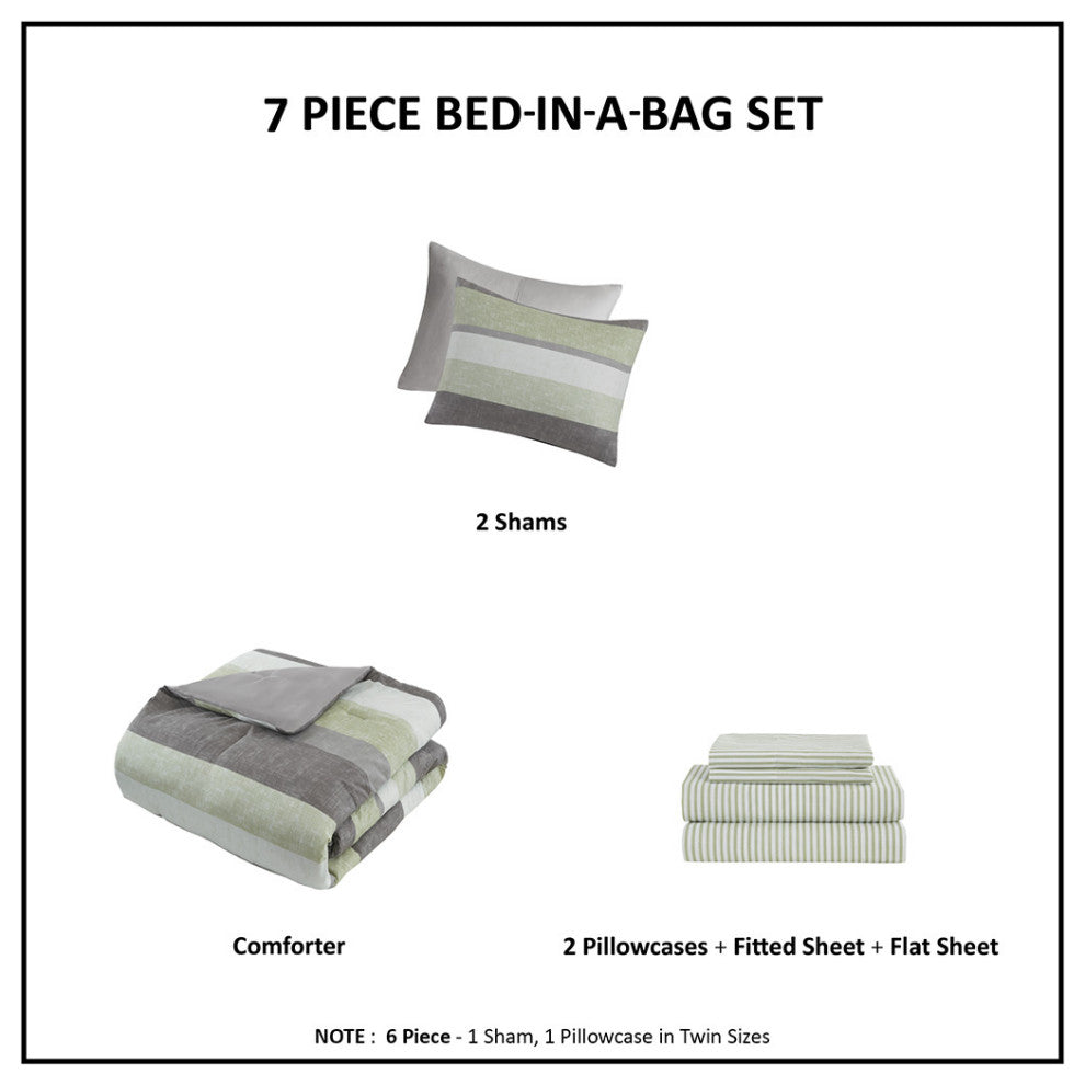 Madison Park Essentials Jaxon Stripe Comforter Set With Bed Sheets