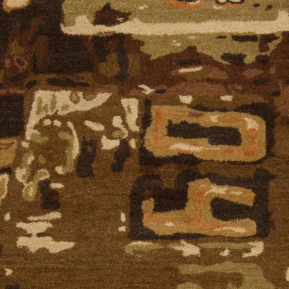 Rant Area Rug, 9'x13', Dark Brown/Taupe/Camel/Beige/Tan/Butter