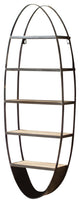 Metal And Wood Oval Wall Shelf