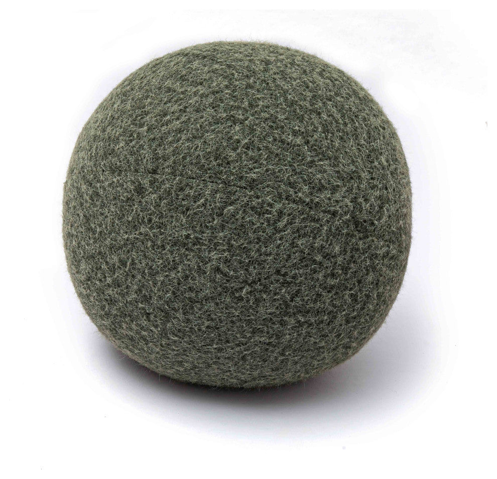 Boba Round Pillow, Green Long Mohair, 14"