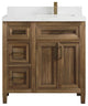 Santa Monica 36 Right Offset  Bath Vanity in Graywashed Teak 2" Empira Quartz