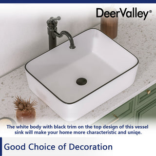 19"X15" Ceramic Rectangular Bathroom Vessel Sink Above Counter Sink