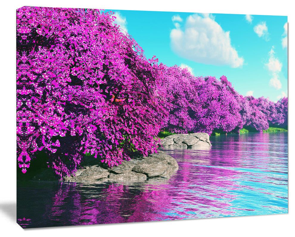 Beautiful Row of Cherry Blossoms, Landscape Canvas Art Print, 20"x12"