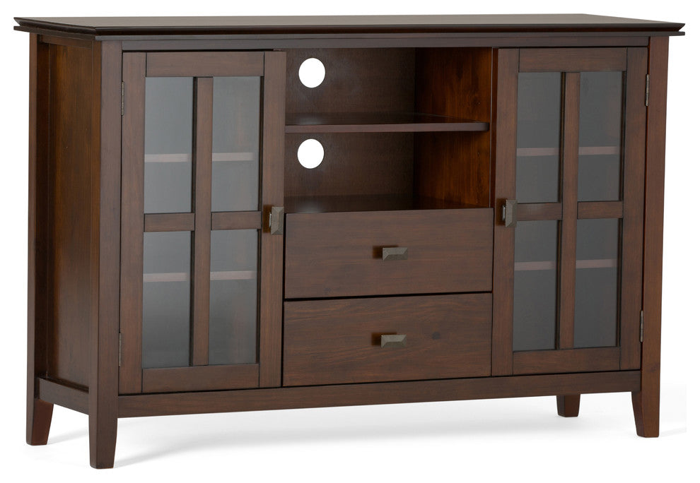 Artisan Solid Wood 53" Wide Tv Media Stand In Russet Brown For Tvs Up To 60"es