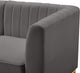 Alina Velvet Modular U-Shaped Sectional, Grey, 6-Piece: 4 Armless Chair, 2 Corner Chair