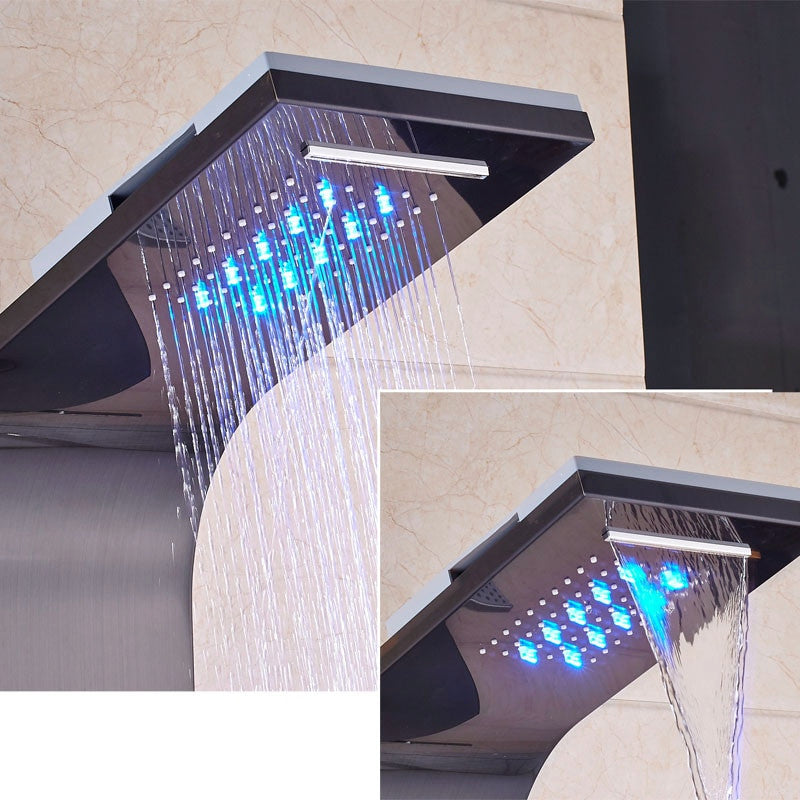 6-Stage Stainless Steel LED Shower Column With Massage Jets, Black