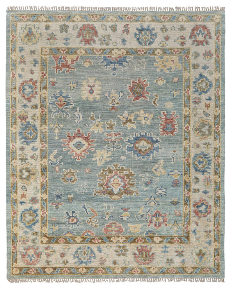 Foxboro R69CJ Transitional/Bohemian & Craftsman Accent Rug, Blue/Ivory, 4'x6'