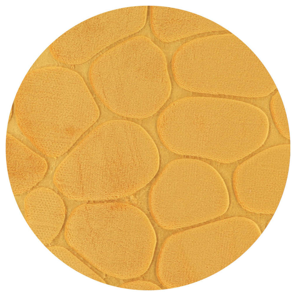 Bath Rug Memory Foam Mat 3D Pebble, Yellow Mustard, Runner Mat 48"