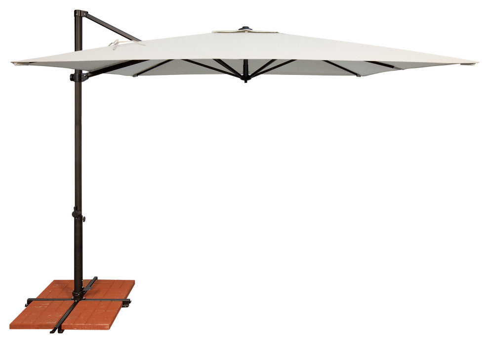 Skye 8.6' Square Umbrella With Cross Bar Stand, Ginkgo