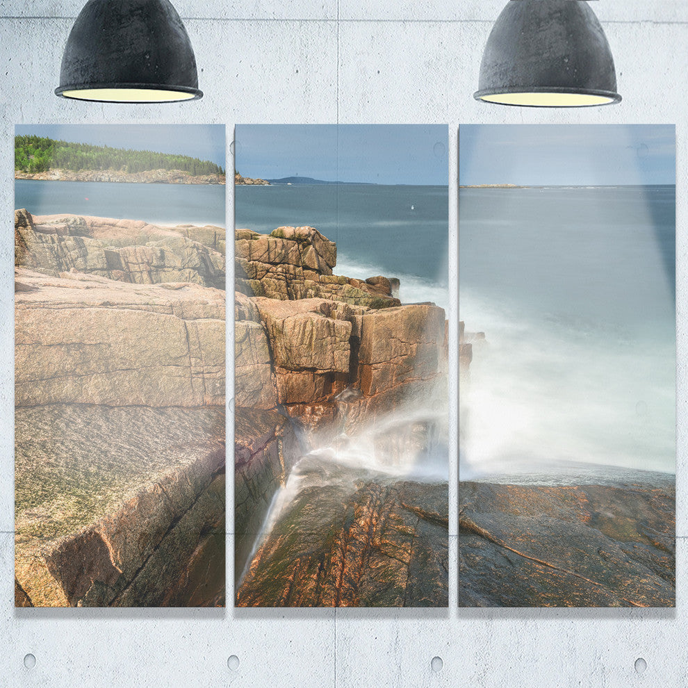 "Acadia National Park Coast" Oversized Beach Metal Wall Art, 3 Panels, 36"x28"