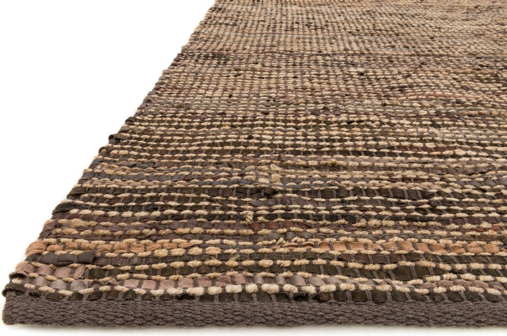 Natural Leather & Jute, Edge Area Rug, Brown, 9'3"x13'