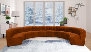 Limitless Velvet Upholstered 10-Piece Modular Sectional, Cognac