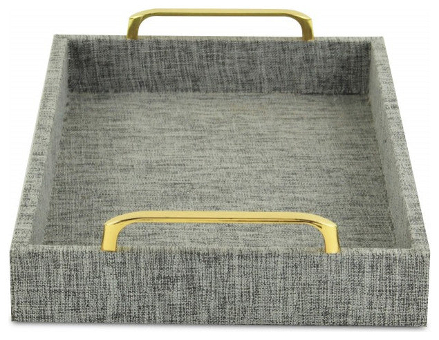 Gray Linen and Wooden Tray