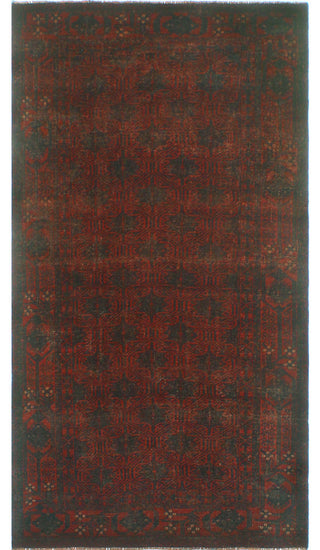 Vintage Distressed Hootan Red/Charcoal Rug, 3'7 x 6'9