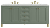 Chicago 72" Double Vanity, Smokey Celadon, Ethereal Noctis Quartz