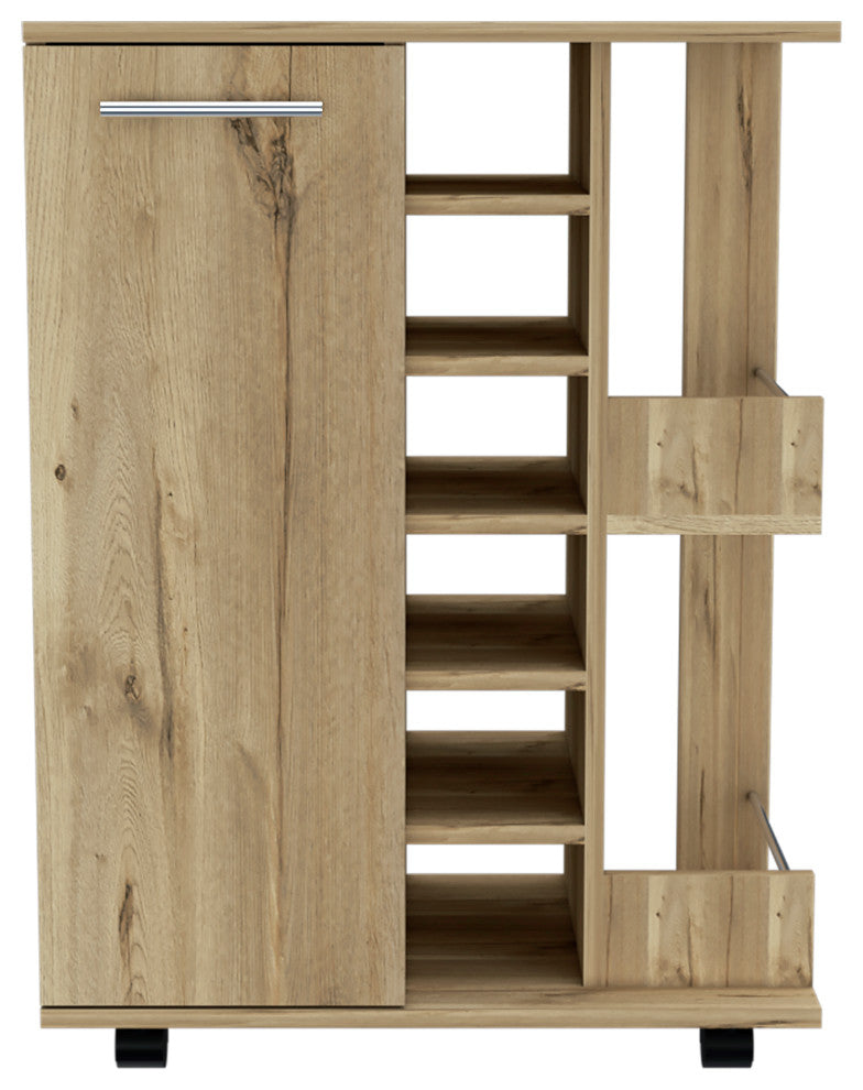 DEPOT E-SHOP Magda Bar Cart with 2 Shelves, Light Oak
