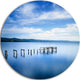 White Clouds And Blue Sea, Seascape Photo Disc Metal Wall Art, 23"