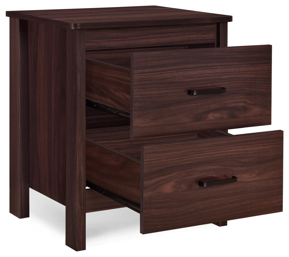 Titeca Contemporary 2 Drawer Nightstands, Set of 2, Wenge