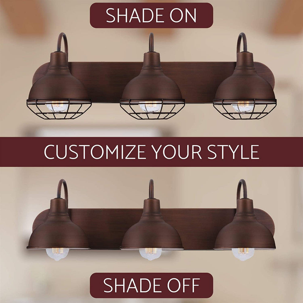 3-Light Farmhouse Wall Lights Industrial Wall Lightinng Fixturure Bronze Finish