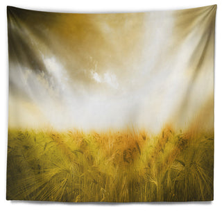 Yellow Meadow under Bright Sun Landscape Wall Tapestry, 39"x32"