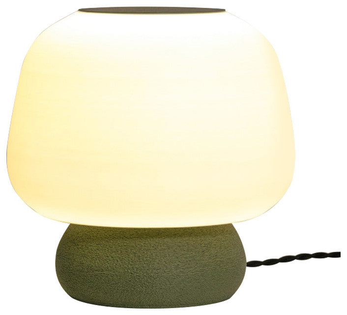 Mushroom 10" Plant-Based PLA Dimmable LED Table Lamp, White/Green