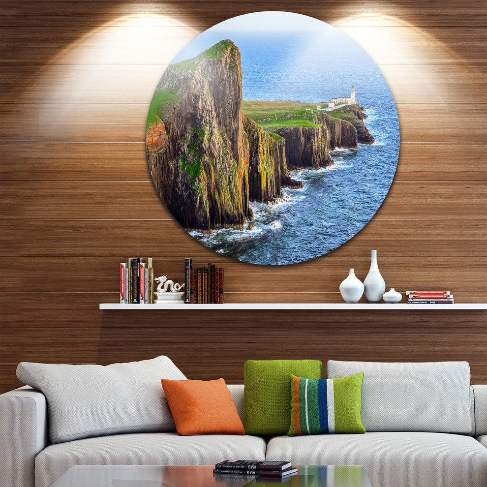Rocky Ocean Coastline Scotland, Photo Round Wall Art, 36"