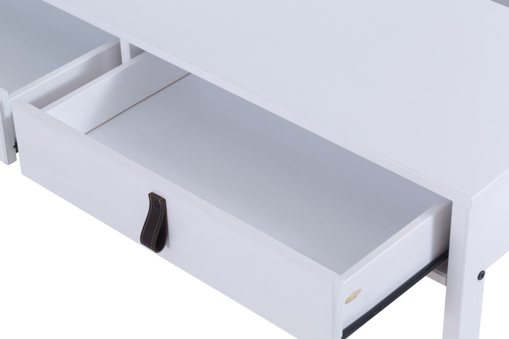 Memomad Bali Home Office Solid Wood Desk with Drawers (Off-White)