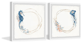 Oceanic Wildlife Diptych, 2-Piece Set, 32x32 Panels