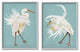 Dancing Heron Birds White Feathers over Blue,2pc, each 24 x 30