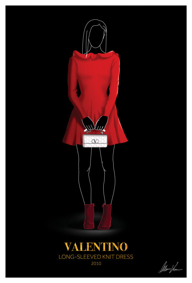 "V Fashion red look" Frameless Free Floating Printed Tempered Glass Wall Art