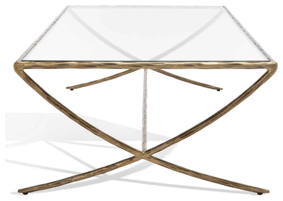 Safavieh Couture Debbie Rectangle Metal Coffee Table, Brass