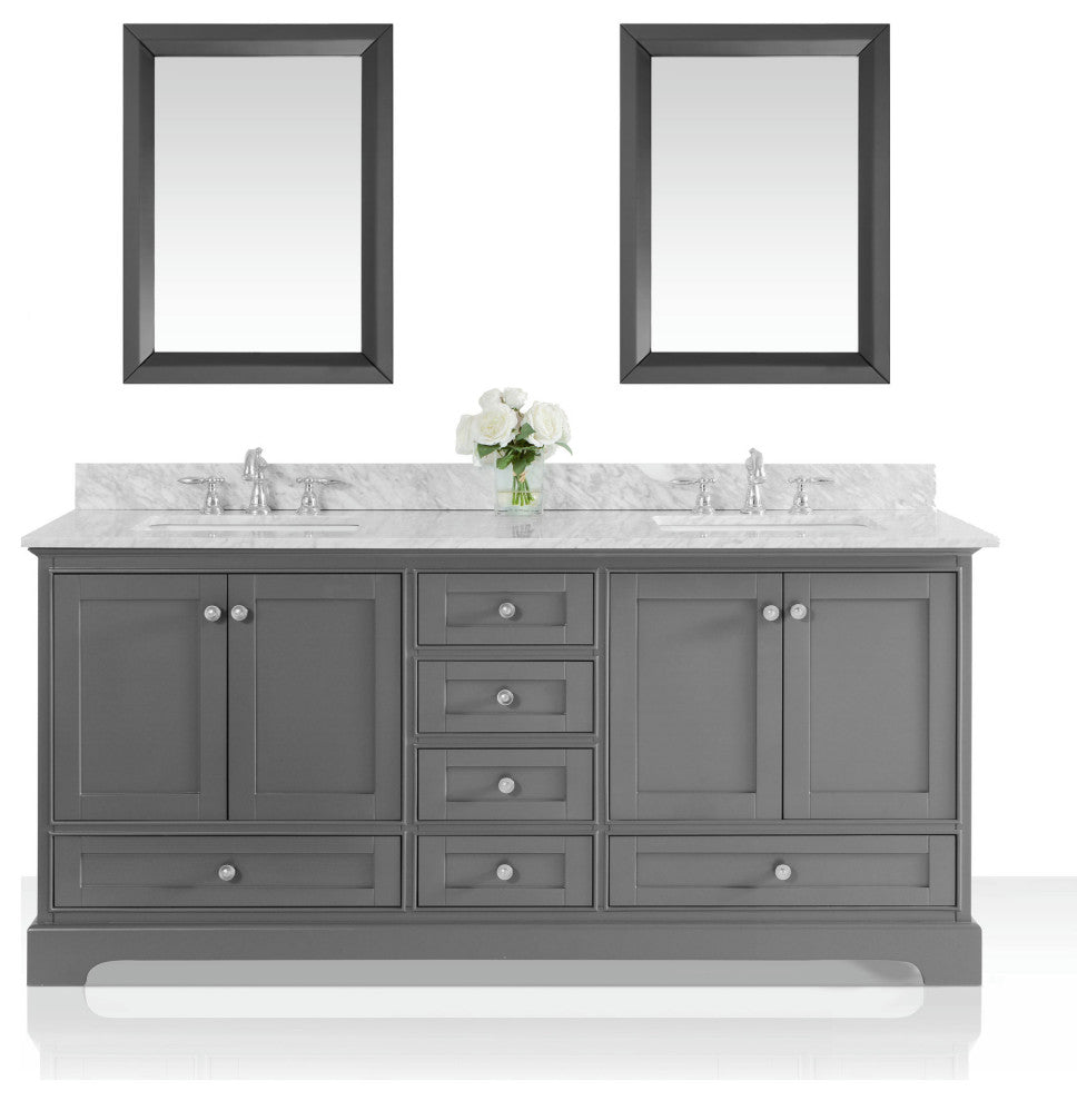Audrey 72" Bath Vanity Set, Sapphire Gray With 24" Mirror