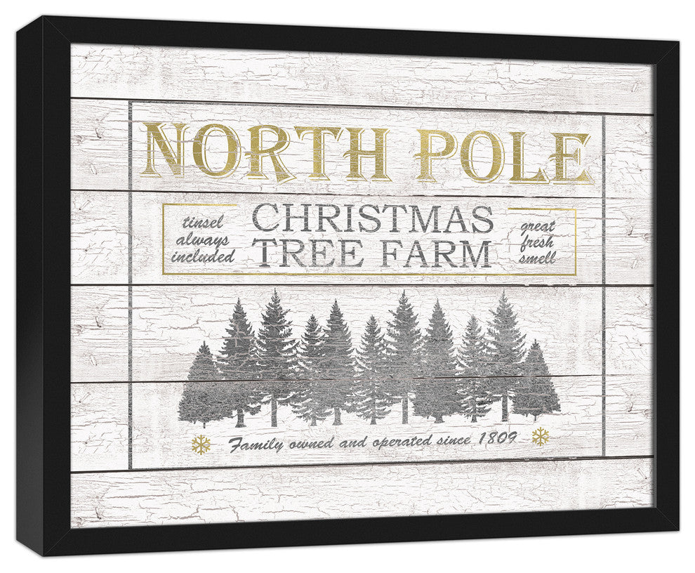 North Pole Christmas Tree Farm 16x20 Black Framed Canvas