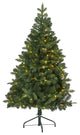 5' Grand Teton Spruce Flat Back Faux Xmas Tree W/ Lights & Bendable Branches