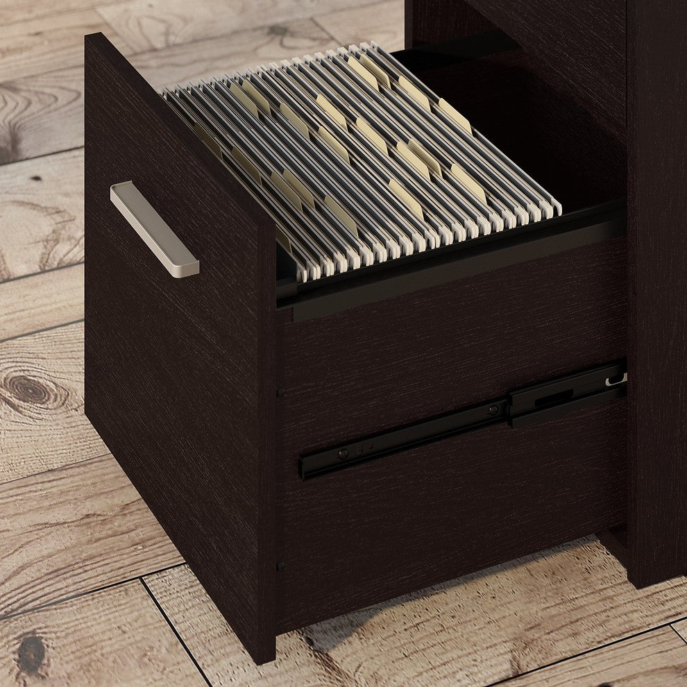 Bush Torte Computer Desk With File Cabinet and Bookcase, Espresso Oak