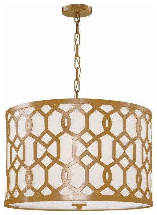 Libby Langdon for Crystorama Jennings 5 Light Aged Brass Chandelier
