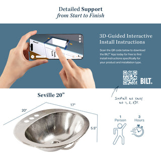 Seville 20" Drop-In Bathroom Sink in Nickel