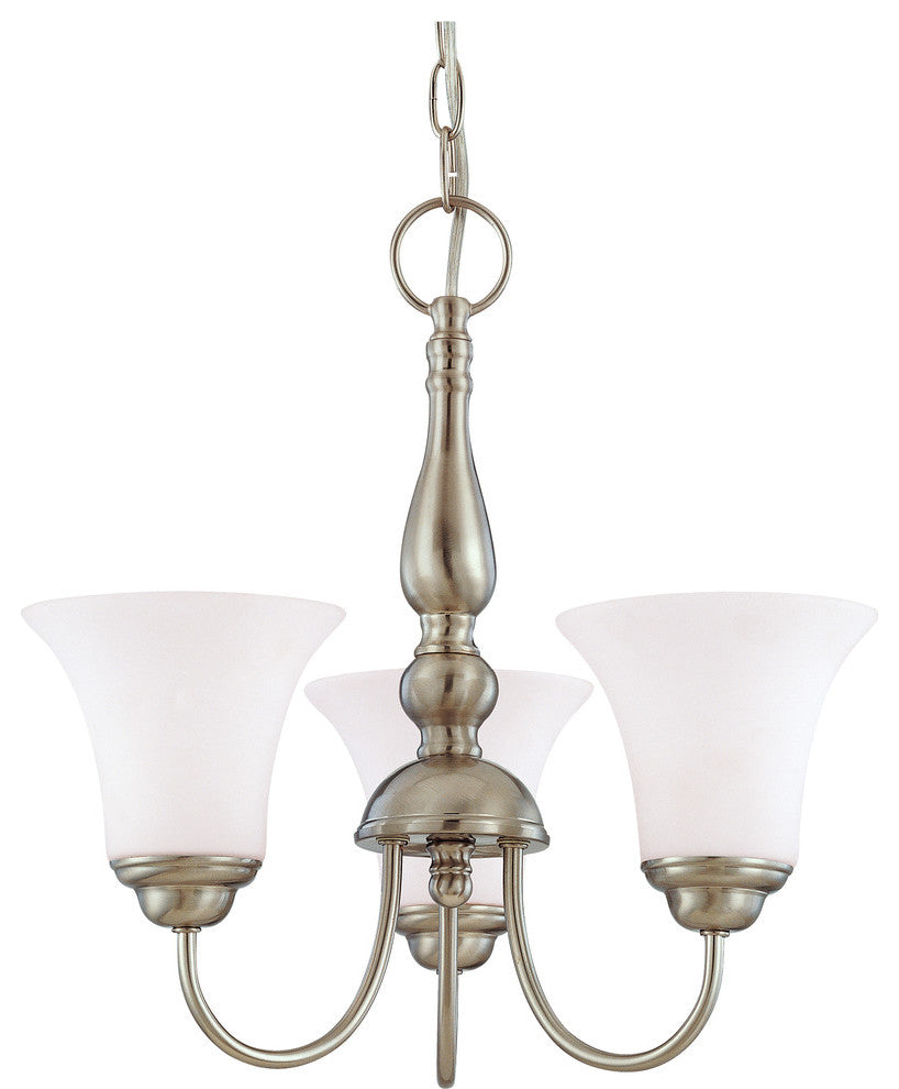 Dupont 3 Light - 16" Chandelier With Satin White Glass
