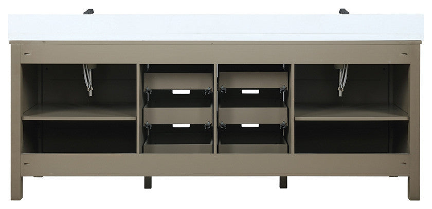 Marsyas 84" Double Vanity, White Square Sinks, 34" Mirrors, Rustic Brown