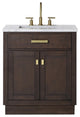 Chestnut 30" Bath Vanity, Brown Oak, Mirror, Satin Gold Hardware
