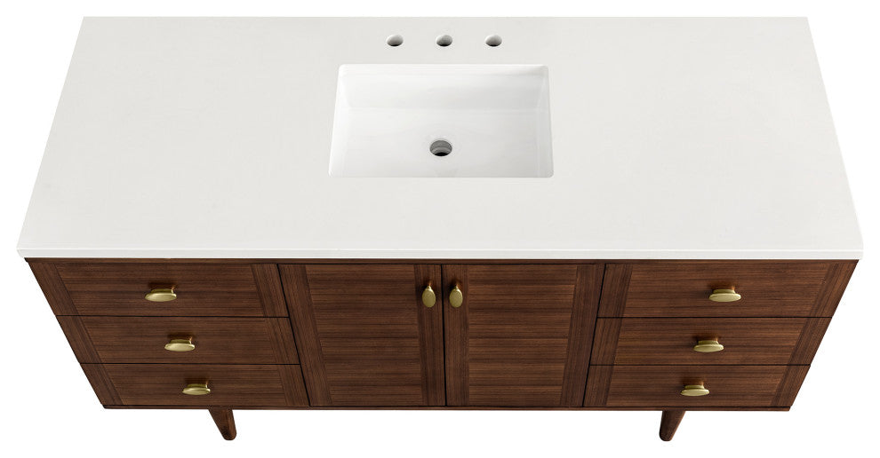 Amberly 30" Single Vanity, Mid-Century Walnut, 72", White Zeus, Three-Hole