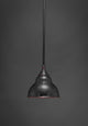 Stem Mini Pendant In Black Copper, 7" Double Bubble Metal Shade Glass